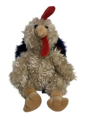 Vtg Russ Berrie & Co Gobbles Plush Turkey 14" Fuzzy Stuffed Animal Thanksgiving